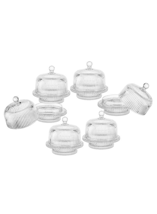 byblos Glass Serving Set 6 Pieces with Elegant Lids Luxury Hospitality Chocolate Presentation Home Use Everyday Serving - Image 5