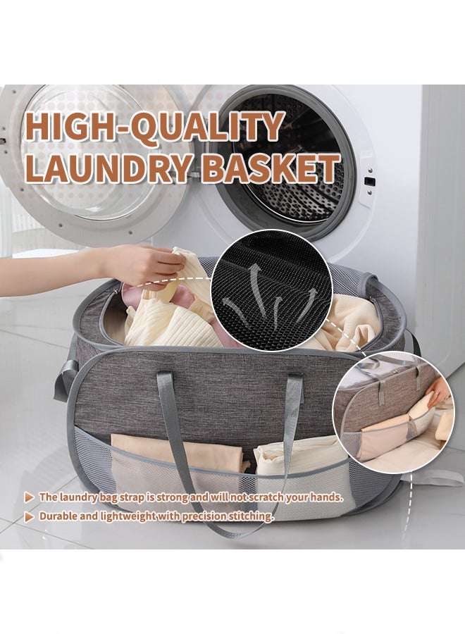 Large Capacity Foldable Laundry Basket, Handheld Clothes Laundry Hamper with Lid, Dirty Clothes Storage Bin, Zippered Clothes Bag, Perfect for Storing Dirty Clothes, Toys, or Blankets - Image 3