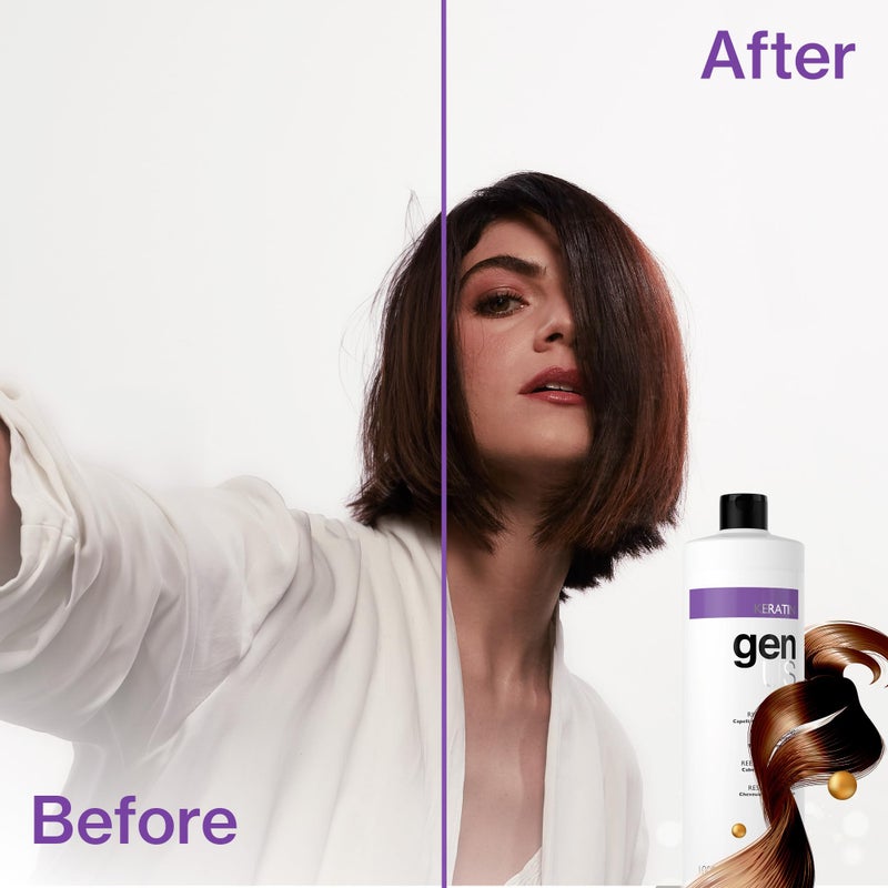 GENUS Keratin Anti-Frizz Cream - Restructuring Hair Cream Enriched with Ginseng, Styling, Frizz Control, Bestows Hydration & Softness, Suitable for Damp & Dry Hair - 300ml - Image 2