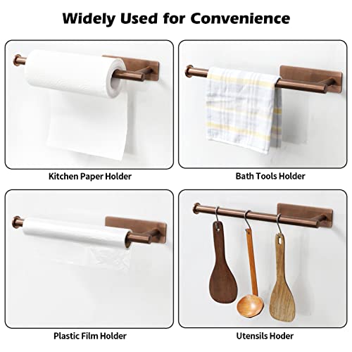 theaoo Rose Gold Paper Towel Holder - Under Cabinet Paper Towel Holder for Kitchen, Adhesive Paper Towel Roll Rack for Bathroom Towel, Wall Mounted Paper Towel Rack, SUS304 Stainless Steel - Image 5