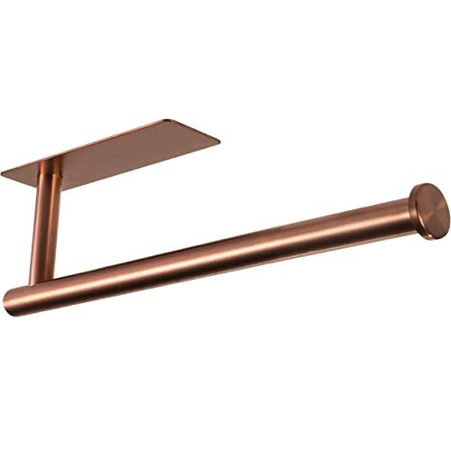 theaoo Rose Gold Paper Towel Holder - Under Cabinet Paper Towel Holder for Kitchen, Adhesive Paper Towel Roll Rack for Bathroom Towel, Wall Mounted Paper Towel Rack, SUS304 Stainless Steel - Image 1