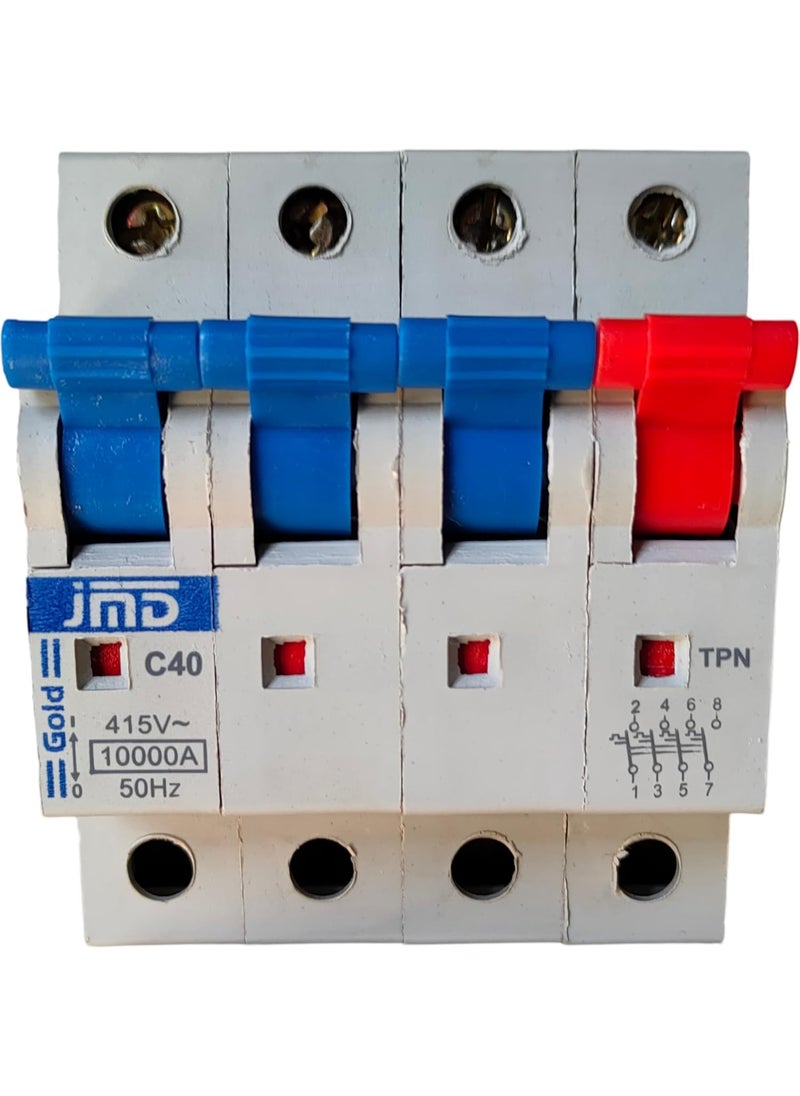J M D GOLD JMD GOLD 40A Tpn C Curve 415V 10000ABreaking Capacity 50HZ ISI Mark Triple Pole Neutral Mcb  - Image 1