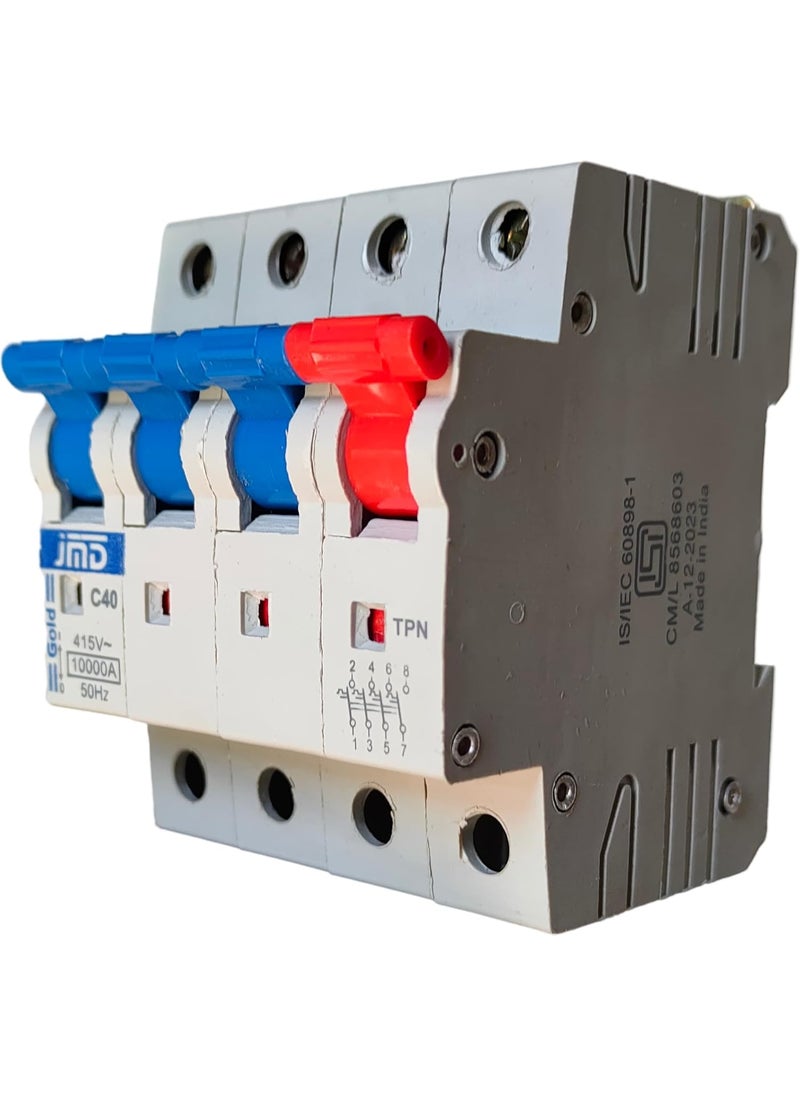 J M D GOLD JMD GOLD 40A Tpn C Curve 415V 10000ABreaking Capacity 50HZ ISI Mark Triple Pole Neutral Mcb  - Image 2