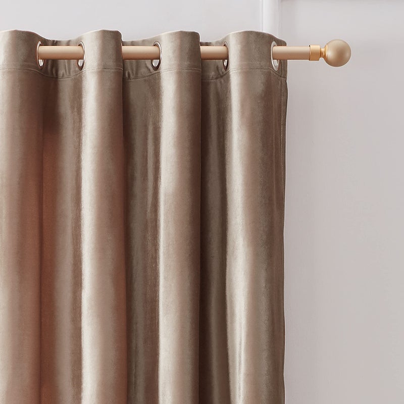 BULBUL Taupe Velvet Curtains 96 inches Length:Luxury Elegant Living Room Curtain-Blackout Modern Thermal Insulated Soundproof Privacy Room Darkening Floor to Ceiling Drapes for Bedroom Set of 2 - Image 2