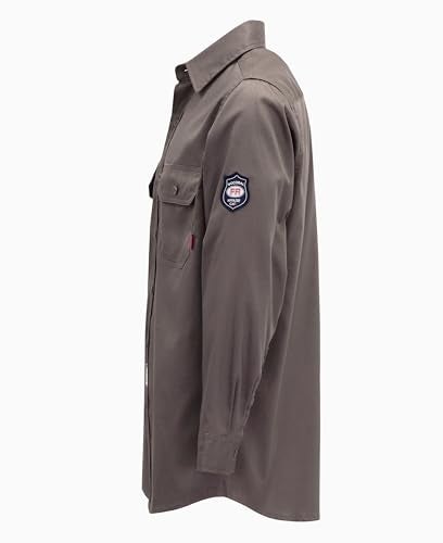 BOCOMAL FR Shirts Flame Resistant Shirt NFPA2112/CAT2 7.5oz Fire Resistant Gray Men's Fire Retardant Workwear Welding Shirt - Image 2
