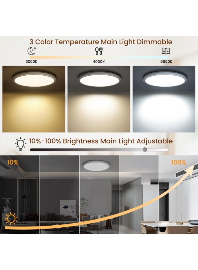 24W Dimmable LED Ceiling Light, LED Ceiling Light with Remote Control, Dimmable 1800K Night Light, Panel 3000K-6500K, Ultra Slim Round LED Ceiling Light Suitable for Bedrooms, Children's - Image 2
