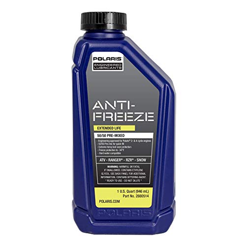 Polaris Antifreeze Coolant 50/50 Premix Extended Life for Snowmobile Off Road Aluminum Cooling Systems, Compatible With 2 & 4 Stroke Engine, Boil Over & Freeze Protection, 1 Quart - Part 2880514 - Image 1