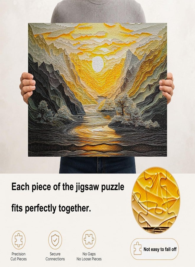 Yunlus Jigsaw Puzzles for Adults 1000 Pieces Impossible Hard Difficult Challenging Puzzles for Adults 1000pc Puzzles Sunrise at Mountain Peak Jigsaw Puzzle 1000 Pieces 28 x 20 inch - Image 2