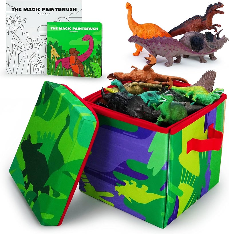 BOLEY Boley Dino Play Mat and Toy Storage Box  8 Piece Playset with Foldable Floor PlaymatStorage Box Plastic Dinosaur Figures and Dinosaur Books  Kids Play Mats for Toddlers Ages 3 - Image 1