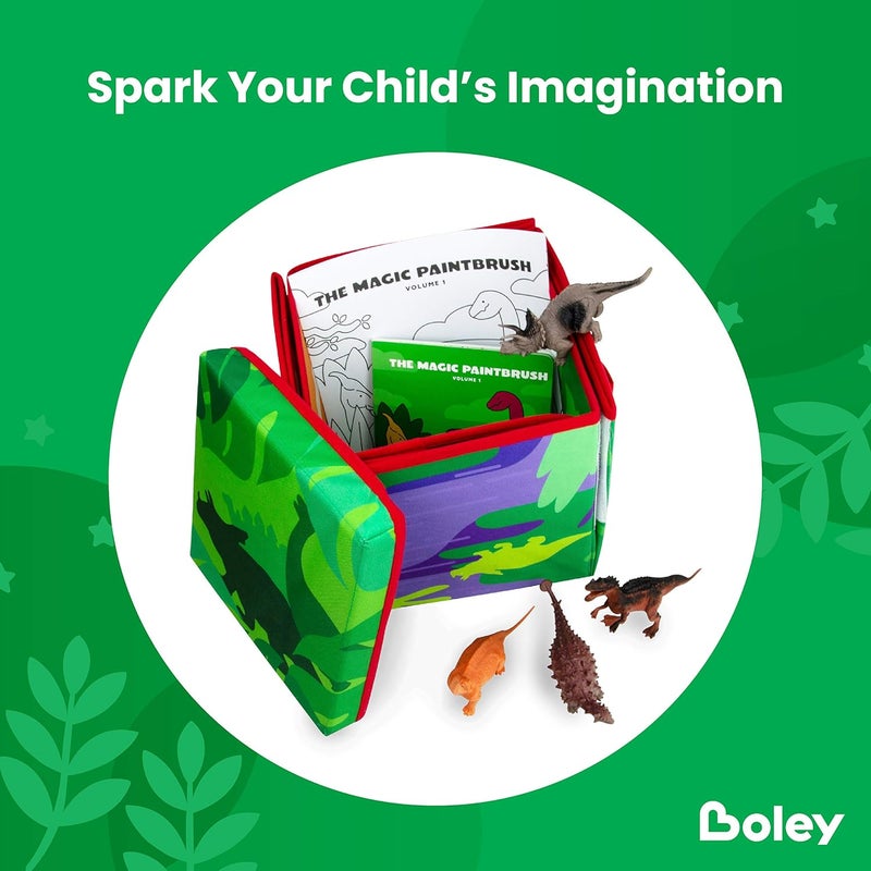 BOLEY Boley Dino Play Mat and Toy Storage Box  8 Piece Playset with Foldable Floor PlaymatStorage Box Plastic Dinosaur Figures and Dinosaur Books  Kids Play Mats for Toddlers Ages 3 - Image 3