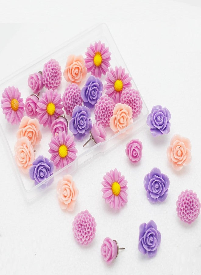 Vukasi 30Pcs Decorative Push Pins Flower Thumb Tacks for Cork Board, Cute Rose Pushpins for Bulletin Board Photo Wall Office Cubicle Decor Accessories… - Image 4