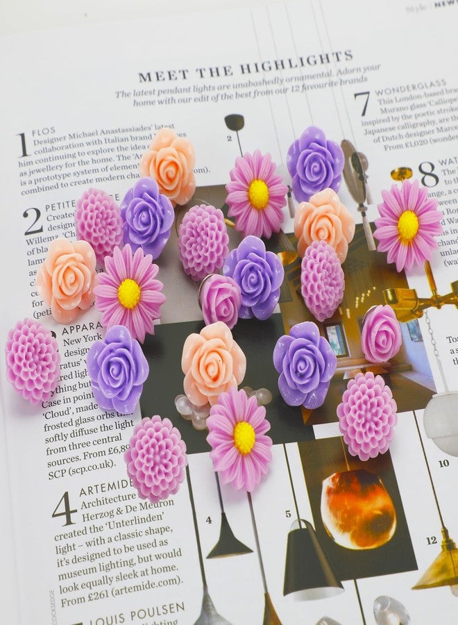 Vukasi 30Pcs Decorative Push Pins Flower Thumb Tacks for Cork Board, Cute Rose Pushpins for Bulletin Board Photo Wall Office Cubicle Decor Accessories… - Image 2