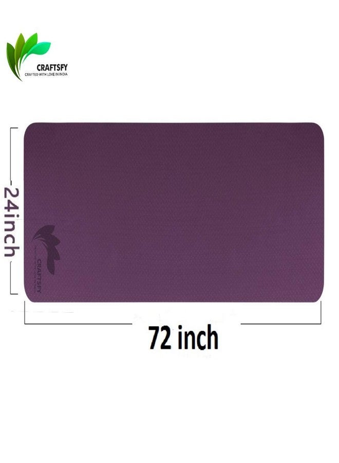 CRAFTSFY TPE Yoga Mat with Carrying Bag and Strap -Dual Layer-Reversible Fitness Mats for Men and Women (Purple and Pink, 72 x24 Inch, 6 mm) - Image 3