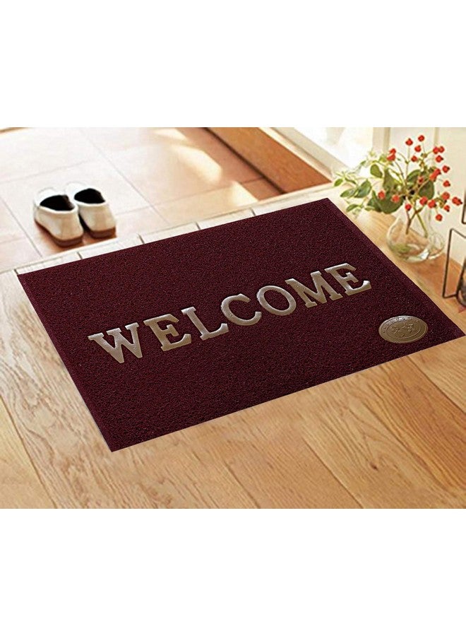 BENAVJI Printed Welcome Door Mat|Strong PVC Material & Solid Print|Anti Skid & Water Proof|Size 58 X 38 (Maroon), Large Rectangle - Image 1