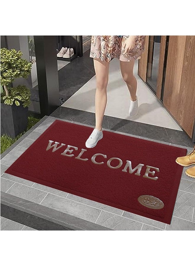 BENAVJI Printed Welcome Door Mat|Strong PVC Material & Solid Print|Anti Skid & Water Proof|Size 58 X 38 (Maroon), Large Rectangle - Image 2