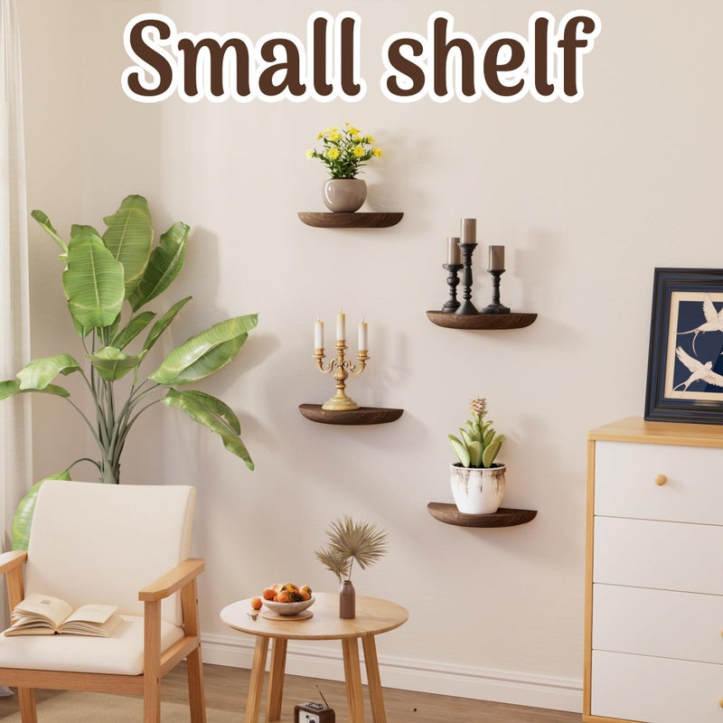 QsQueen Solid Wood Half Round Floating Wall Shelves | Elegant Floating Shelves, Elevate Your Space. Perfect for Living Rooms, Bathrooms, Bedrooms, Offices, Children's Rooms - Image 5