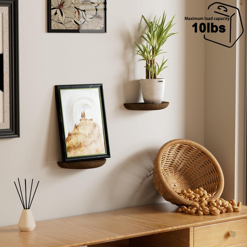 QsQueen Solid Wood Half Round Floating Wall Shelves | Elegant Floating Shelves, Elevate Your Space. Perfect for Living Rooms, Bathrooms, Bedrooms, Offices, Children's Rooms - Image 2