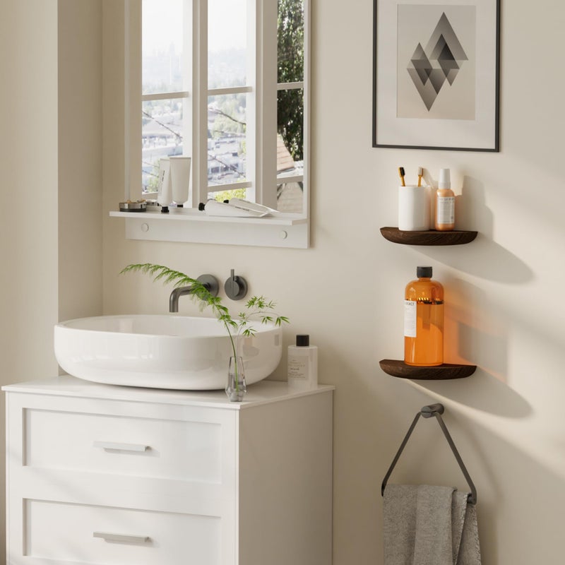 QsQueen Solid Wood Half Round Floating Wall Shelves | Elegant Floating Shelves, Elevate Your Space. Perfect for Living Rooms, Bathrooms, Bedrooms, Offices, Children's Rooms - Image 4