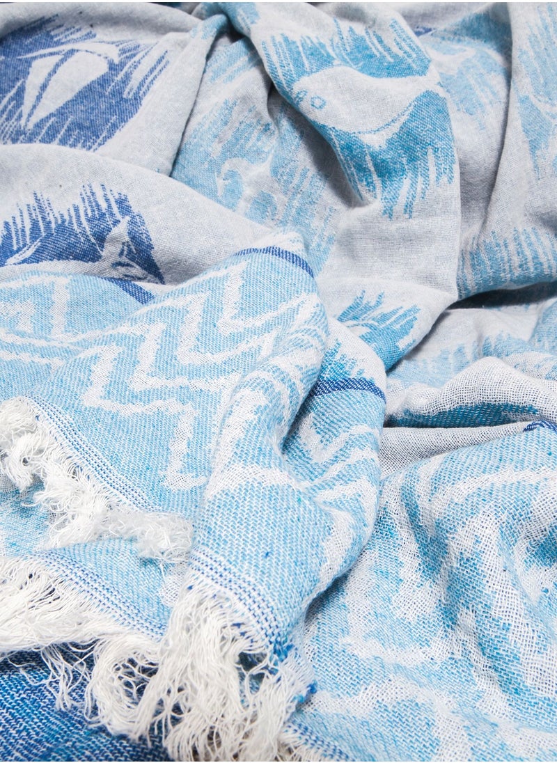 Anemoss - ANEMOSS Anchor Patterned Turkish Peshtemal, 100% Cotton, Free of Microfiber, Synthetic and Polyester, Soft, Quick Dry, Versatile Beach, Pool and Bath Peshtemal, for Kids and Adults, 39x70 in, 100x180 cm - Image 1