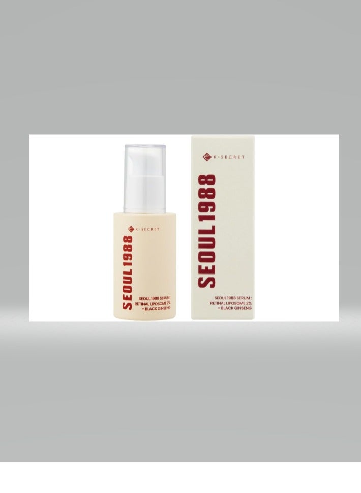 K-SECRET KSECRET SEOUL 1988 Serum : Retinal Liposome 2% + Black Ginseng, 30ml/1.01fl.oz | 58% Black Ginseng Extract with Retinal, Bakuchiol, Vitamin C & 3 Peptides for Wrinkle Care | Korean Skincare |