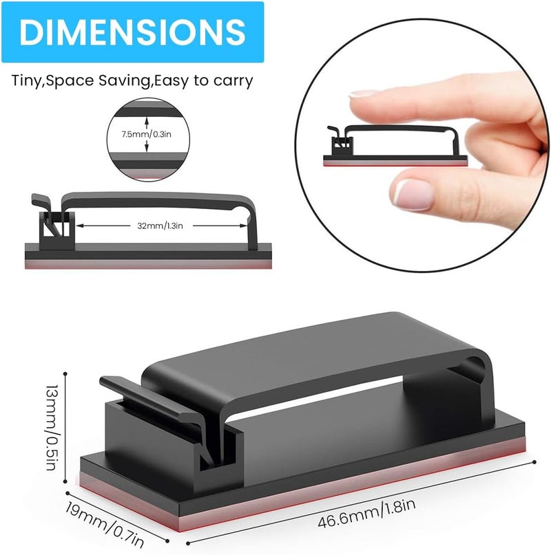 HASTHIP 50Pcs Cable Management Clips, Adhesive Cable Clips,Wire Holder Organizer, Topavatop X-Large Clips For Under Desk Wire Management, Adhesive Organizer Multiple Cord - Image 2