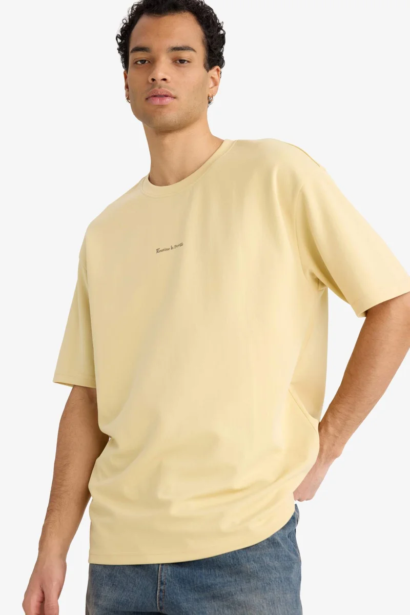 DeFacto Boxy Fit Crew Neck Printed Short Sleeve T-Shirt