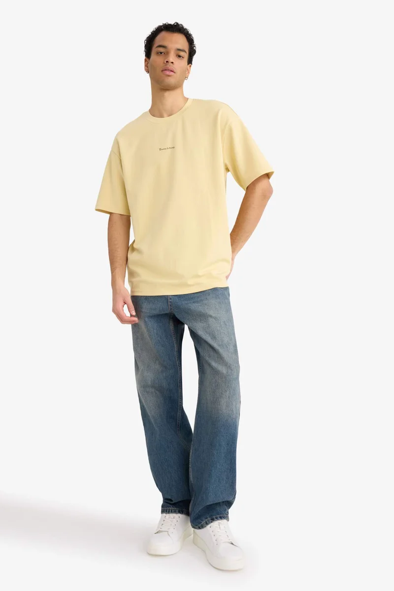 DeFacto Boxy Fit Crew Neck Printed Short Sleeve T-Shirt