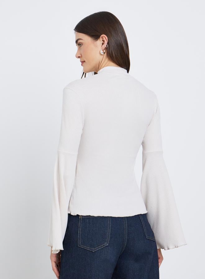 ستايلي بلوزة محبوكة بتفاصيل مُضلعة - Image 4