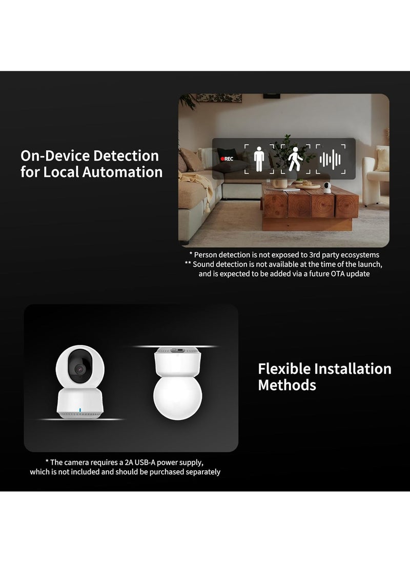 Aqara - Aqara 2K Indoor Security Camera E1,HomeKit Secure Video Indoor Camera,Two-Way Audio,Night Vision,Person Tracking,Wi-Fi 6,Supports HomeKit, Alexa and IFTTT-Global version White - Image 1