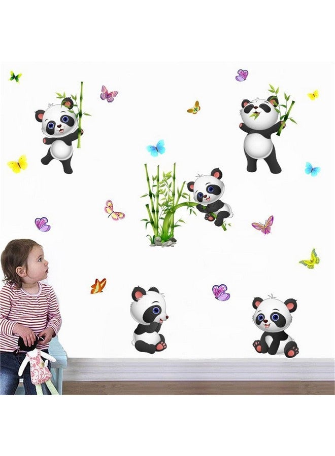 YOWOCAL Panda Bamboo & Butterfly Wall Decals,Peel and Stick Removable Animal Wall Stickers for Kids Children Bedroom Nursery Home Decor(11x10in) - Image 3