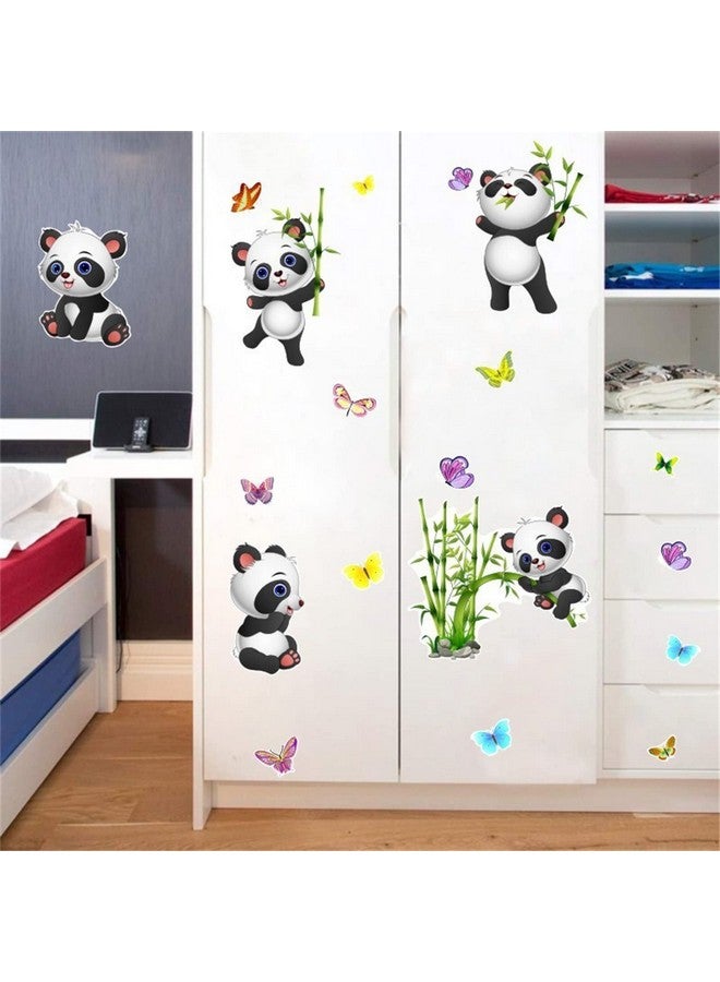 YOWOCAL Panda Bamboo & Butterfly Wall Decals,Peel and Stick Removable Animal Wall Stickers for Kids Children Bedroom Nursery Home Decor(11x10in) - Image 4