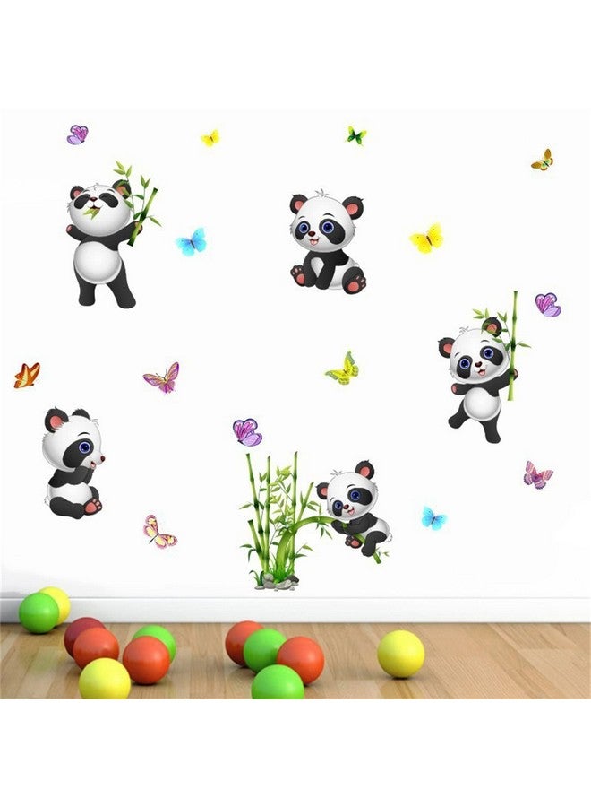 YOWOCAL Panda Bamboo & Butterfly Wall Decals,Peel and Stick Removable Animal Wall Stickers for Kids Children Bedroom Nursery Home Decor(11x10in) - Image 2