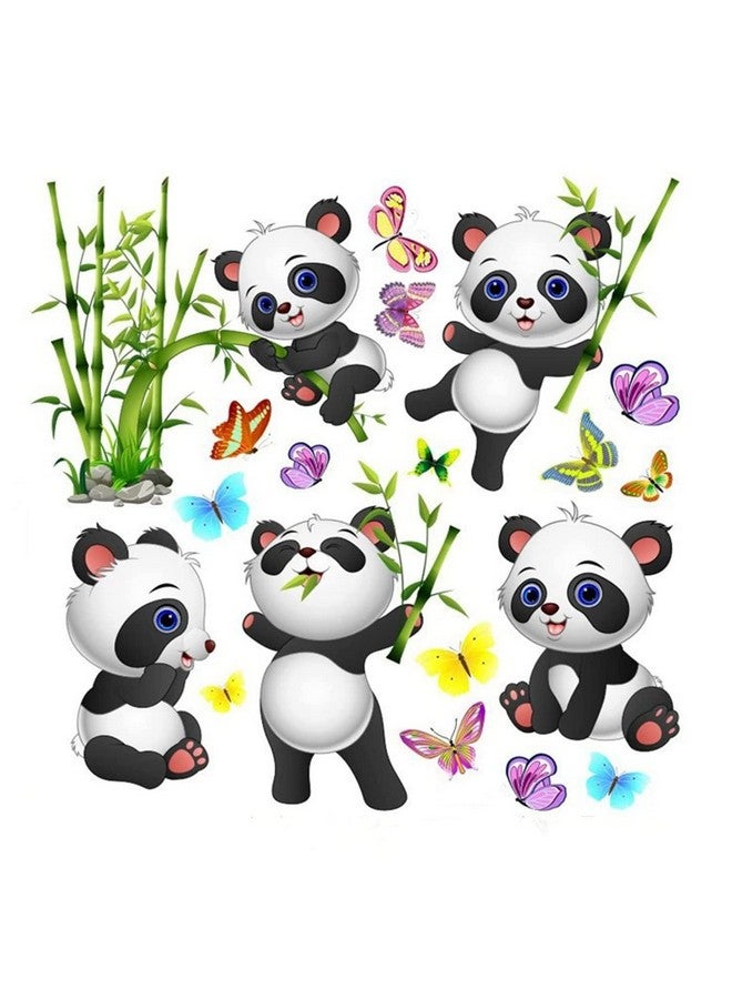 YOWOCAL Panda Bamboo & Butterfly Wall Decals,Peel and Stick Removable Animal Wall Stickers for Kids Children Bedroom Nursery Home Decor(11x10in) - Image 1