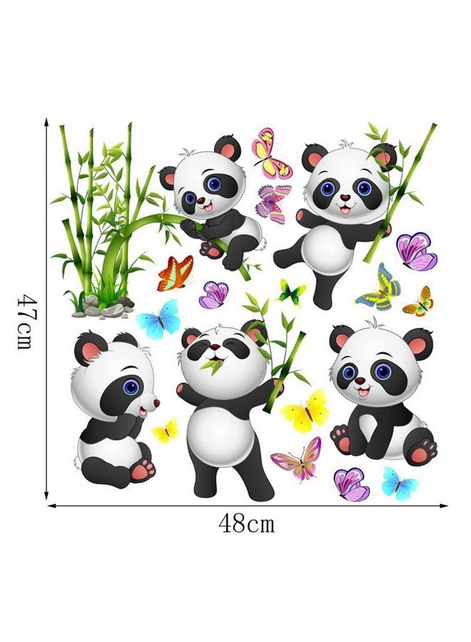 YOWOCAL Panda Bamboo & Butterfly Wall Decals,Peel and Stick Removable Animal Wall Stickers for Kids Children Bedroom Nursery Home Decor(11x10in) - Image 5
