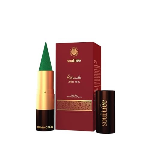 SoulTree Ratnavalli Sauparna Jewel Kohl | Green Emerald Kajal | All-Day Comfort Wear | Pearl Powder & Organic Ghee Enriched | Ayurvedic Formula | 3g - Image 1