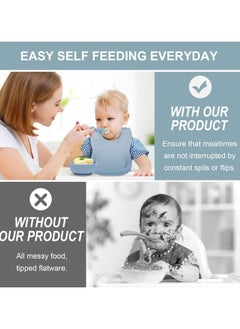 bbet Baby Feeding Set, 8 Pcs Baby Tableware Set, BabFood grade Silicone Baby Cutlery and Plates Set, Non-Slip Infant Dinnerware Set, Baby Self Feeding Utensilsy  - Image 3