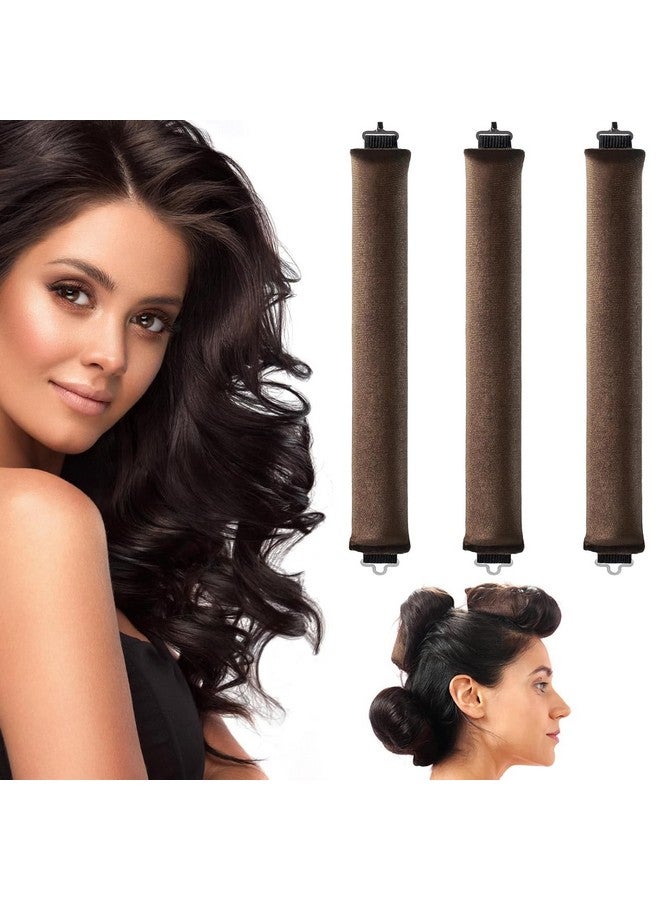 AERROW QUICK Arrow quick 3Pcs Heatless Hair Curler Rollers | Flexible Heatless Curls with Hook | Satin Rollers for Hair Styling | Overnight Heatless Hair Curler for Women | Heatless Blowout Curl Rods (Brown, Free Size) - Image 1