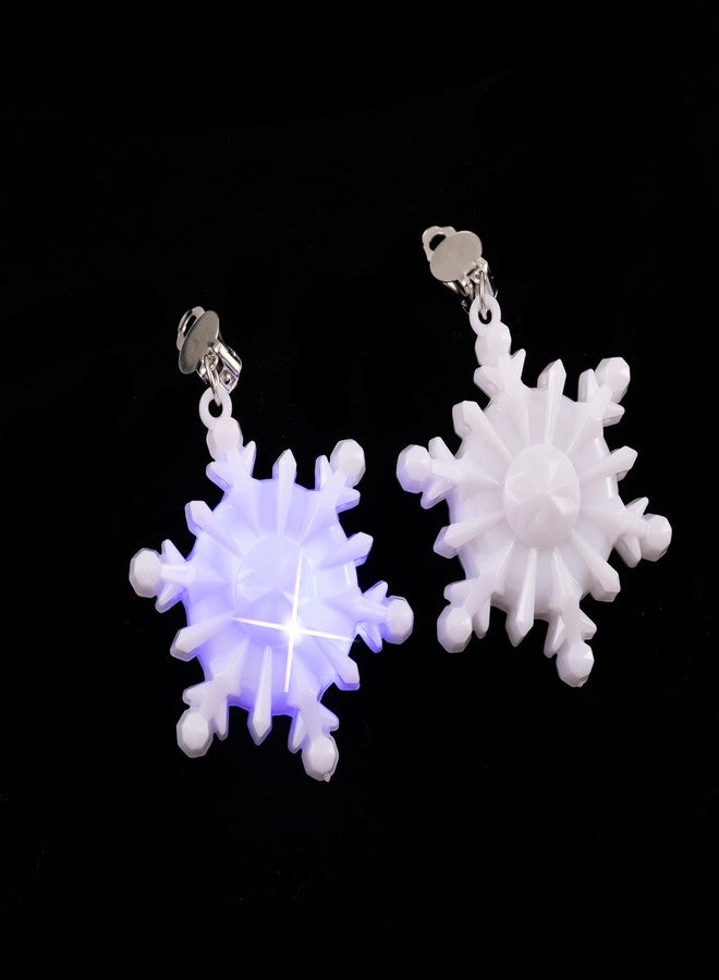 Izpack Cute Christmas LED Lights Clip On Statement Earrings for Women Santa Claus Christmas Tree Snowflake Snowman Light Up Non Piercing Dangle Drop Earring Clips Fashion Xmas Festive Holiday Party Jewelry Gifts Hypoallergenic Ear Cuffs (Snowfalke) - Image 4