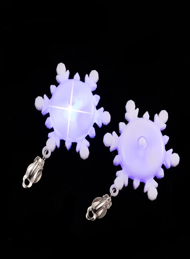 Izpack Cute Christmas LED Lights Clip On Statement Earrings for Women Santa Claus Christmas Tree Snowflake Snowman Light Up Non Piercing Dangle Drop Earring Clips Fashion Xmas Festive Holiday Party Jewelry Gifts Hypoallergenic Ear Cuffs (Snowfalke) - Image 3