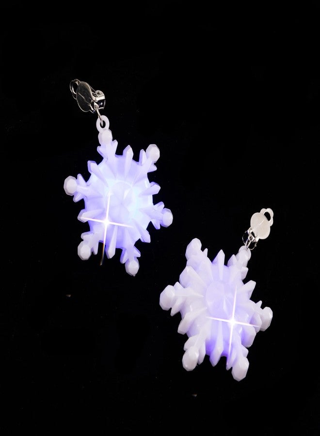 Izpack Cute Christmas LED Lights Clip On Statement Earrings for Women Santa Claus Christmas Tree Snowflake Snowman Light Up Non Piercing Dangle Drop Earring Clips Fashion Xmas Festive Holiday Party Jewelry Gifts Hypoallergenic Ear Cuffs (Snowfalke) - Image 5