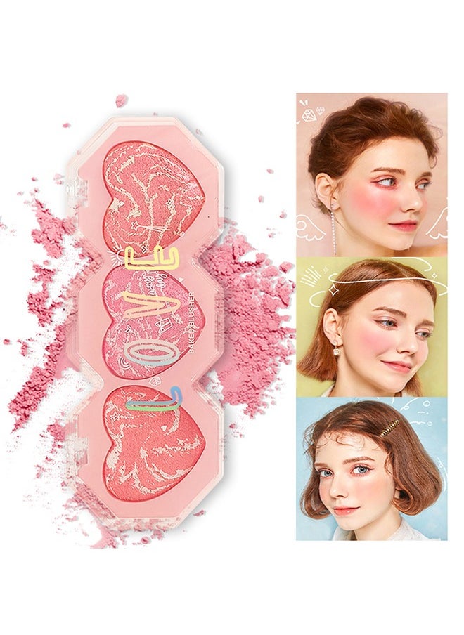 MOOYAM - Baked Blusher-Three Color Heart Blush, Highlight Eyeshadow, Relief Eyeshadow Tray, Durable Waterproof And Sweat Resistant Makeup, Natural Three Dimensional, Soft Feeling The Apply On Your Face - Image 1