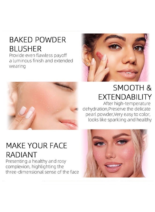 MOOYAM - Baked Blusher-Three Color Heart Blush, Highlight Eyeshadow, Relief Eyeshadow Tray, Durable Waterproof And Sweat Resistant Makeup, Natural Three Dimensional, Soft Feeling The Apply On Your Face - Image 1