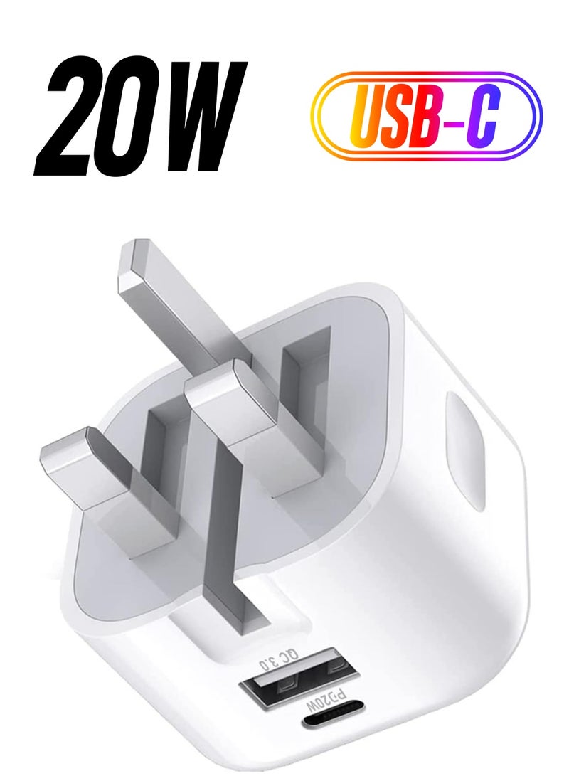 ELTRAZONE 20W USB C Charger Block, 2-Ports [USB-C + USB] Charging Station, QC PD3.0 GaN Fast Charging Block, Type C Power Adapter for iPad Pro/iPhone/Samsung Note/Galaxy (Not with Cable)  - Image 1