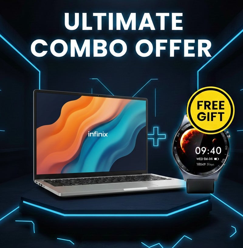 Infinix لابتوب InBook AirPro+ بشاشة 14 بوصة 120 هرتز، معالج Core i5-1334U - 16 جيجابايت رام - 512 جيجابايت SSD - ويندوز 11 هوم - إنجليزي وعربي - فضي + ساعة ذكية مجانية XW3E - Image 4