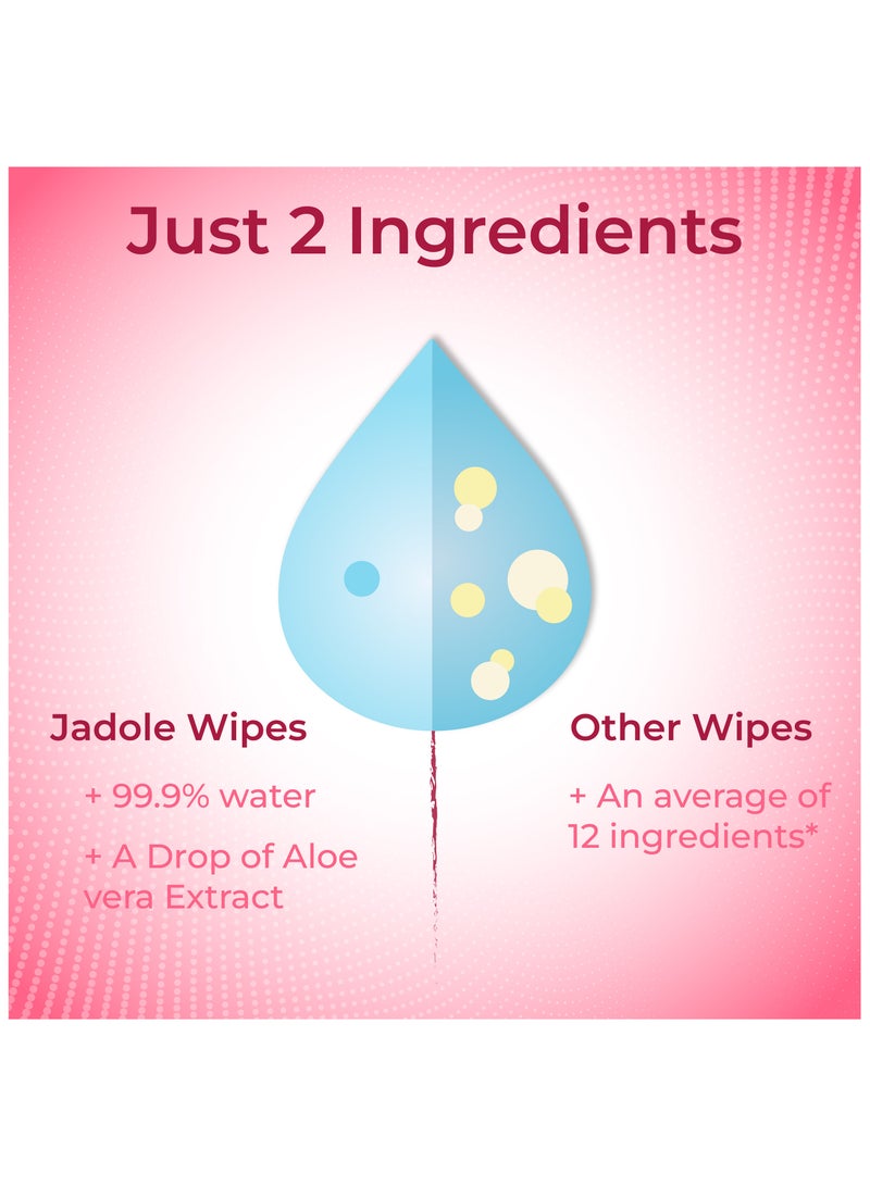 Jadole Naturals Large Textured Aqua Pure Sensitive Hypoallergenic and Unscented Baby Wipes Water - 180 count - Image 4