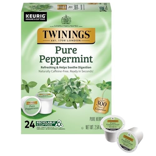 Twinings Pure Peppermint Herbal Tea KCup Pods for Keurig 24 Count Pack of 1 Made with 100 Pure Peppermint Naturally CaffeineFree Enjoy Hot or Iced - Image 1