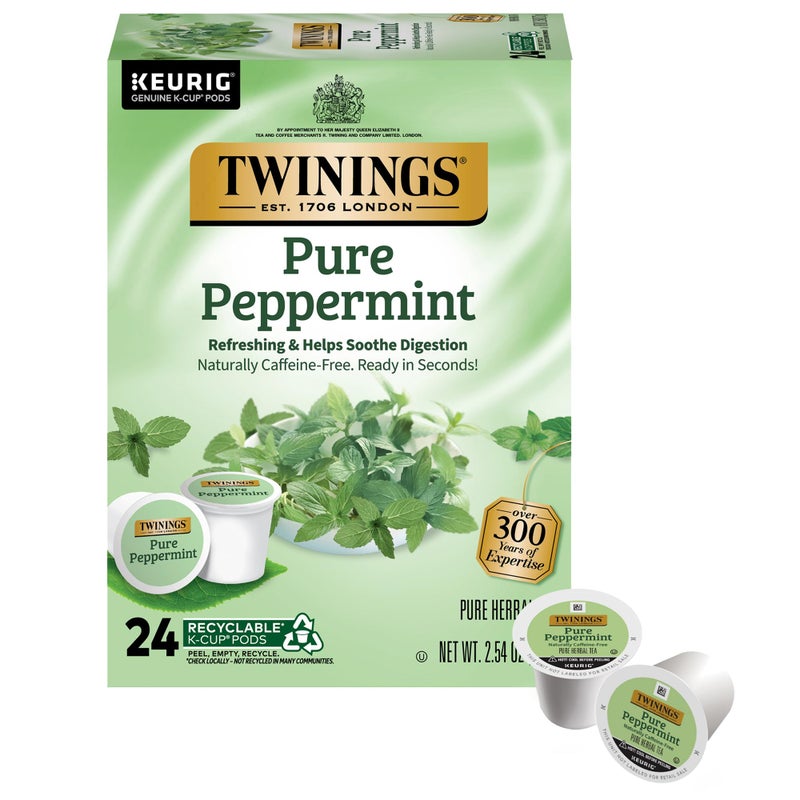 Twinings Pure Peppermint Herbal Tea KCup Pods for Keurig 24 Count Pack of 1 Made with 100 Pure Peppermint Naturally CaffeineFree Enjoy Hot or Iced - Image 3