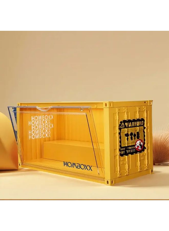1pcs Hardcover Yellow Acrylic Car Model Doll Display Stand Dustproof Design For Study Room Dorm Mini Toy Display - Image 1