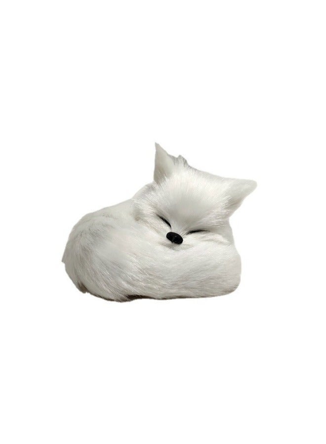 تمثال ثعلب نائم - تمثال ديكوري بفراء صناعي واقعي، هدية حرفية لديكور المنزل (أبيض، بني فاتح، بني غامق، رمادي خيارات) - Image 5