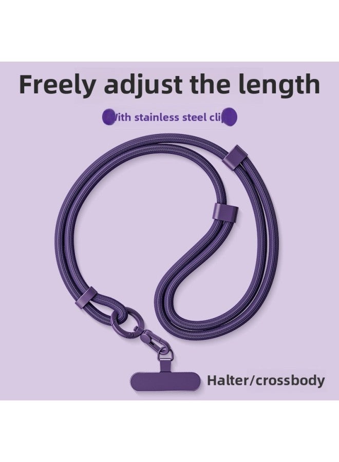 Free Adjusting Mobile Phone Lanyard Hanging Halter Crossbody Outdoor Woven High-end Anti-loss Polyester Rope Multifunctional Telephone Rope-Color:Can Be Hung Around The Neck/cross-body [sapphire Blue] Comes With Stainless Steel Clip - Image 2